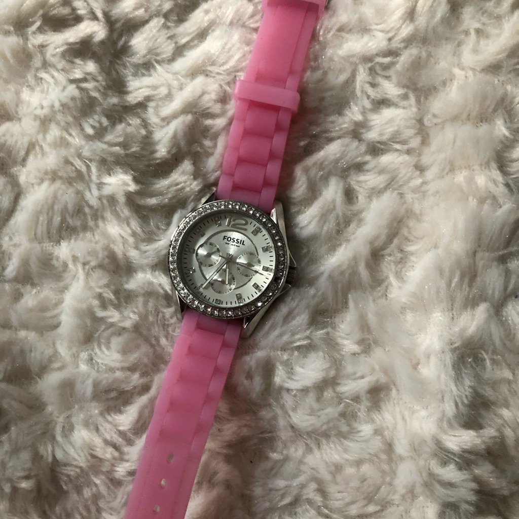 Pink Studded Fossil Watch
